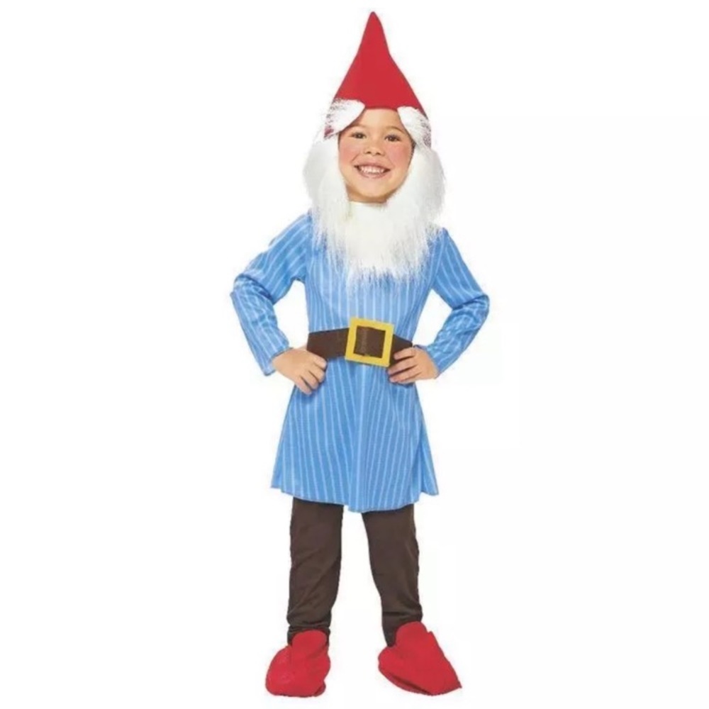 Jolly Gnome costume hat faux fur beard pants shirt shoe covers set 2T 3T